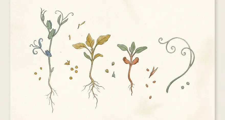 4つの“興味の芽”をあらわす標本シートのイラスト